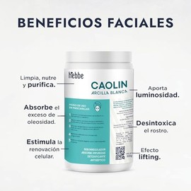 Arcilla Blanca Caolín 500 g | Mascarilla Facial y Corporal | Purifica Poros y Puntos Negros | Controla Grasa y Suaviza | 100% Natural