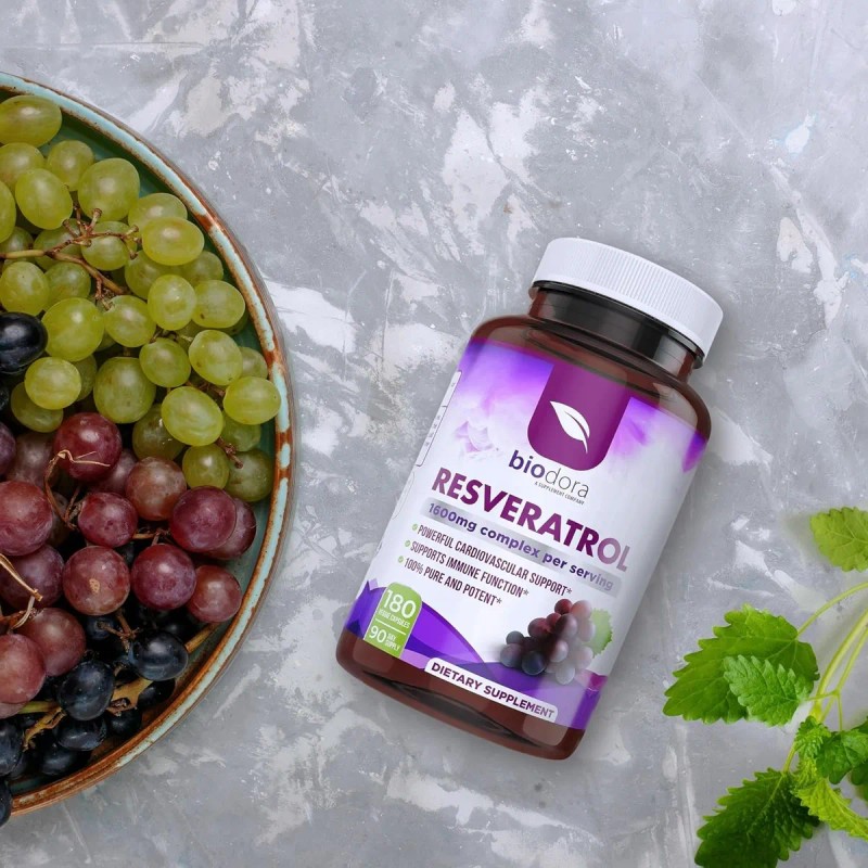 Resveratrol Suplemento - 180 Cápsulas Apoyo a la Salud Digestiva