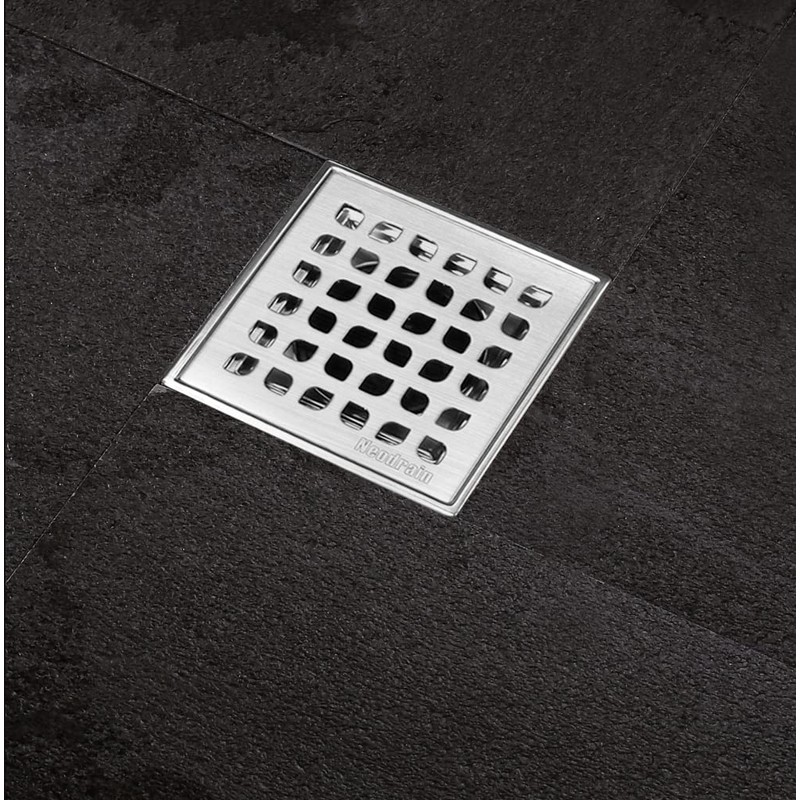 Neodrain 4 in Square Shower Drain Brushed 304 Stainless Steel
