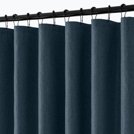 ANRODUO Extra Long Linen Shower Curtain, 108 Inch Long Heavy Duty Fabric Shower Curtain Set with 12 Metal Hooks, Waterproof Decor Machine Washable for Bathroom Bathtub Hotel, 72 x 108, Navy Blue