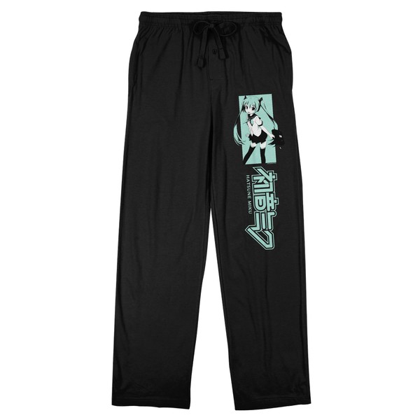 Bioworld Hatsune Miku Character Men's Black Sleep Pajama Pants-Medium