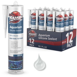 Kraken Bond Aquarium Silicone Sealant Clear - (12x10.1 fl. oz.) 100% Waterproof Aquarium Safe Silicone, Non-Toxic Fish Tank Safe Sealant, Fast Curing and Strong Adhesion, 12 Pack