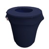 LA Linen Stretch Spandex Trash Can Cover 32-Gallon Round, Navy
