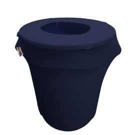 LA Linen Stretch Spandex Trash Can Cover 32-Gallon Round, Navy