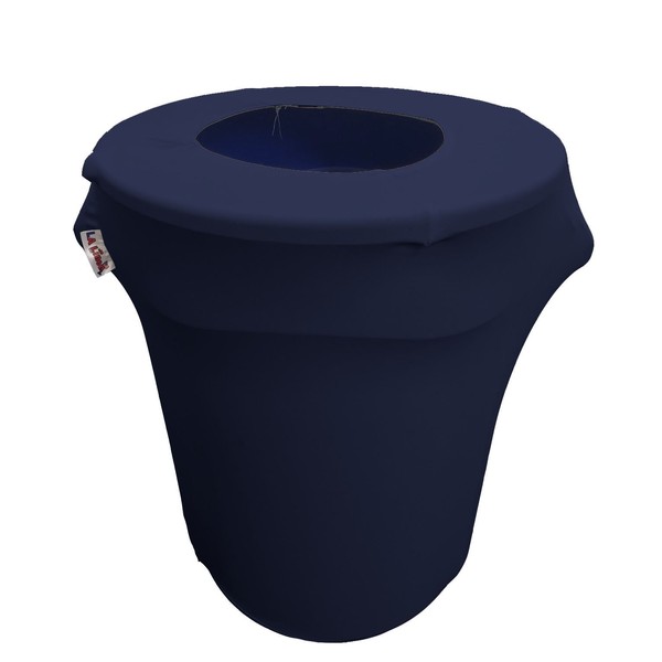 LA Linen Stretch Spandex Trash Can Cover 32-Gallon Round, Navy