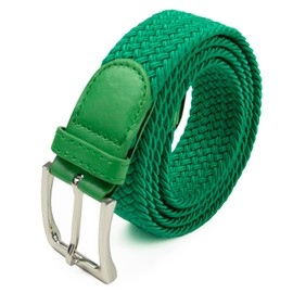 Glamexx24 Unisex Elastic Fabric Belt Braided Stretch Belt Stretchy Belt for Men and Women, grass green