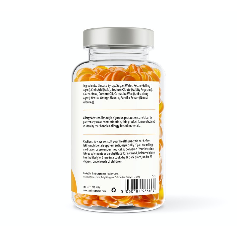 Vitamin D3 4000iu - 150 Natural Orange Flavour Chewable Gummies