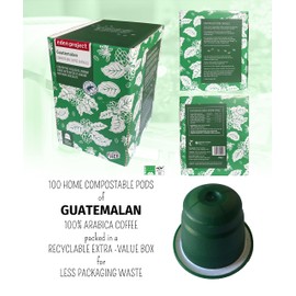 THE EDEN PROJECT 100 GUATEMALAN Home Compostable Coffee Pods - Compatible with Nespresso Original system coffee machines - EXTRA VALUE 100 POD PACK