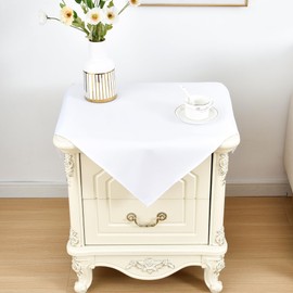 Nacuci Small Square Tablecloth 24x24 Inch Washable Polyester Side Table Cloth Solid White Heavy Duty End Table Cover for Dining Home Party