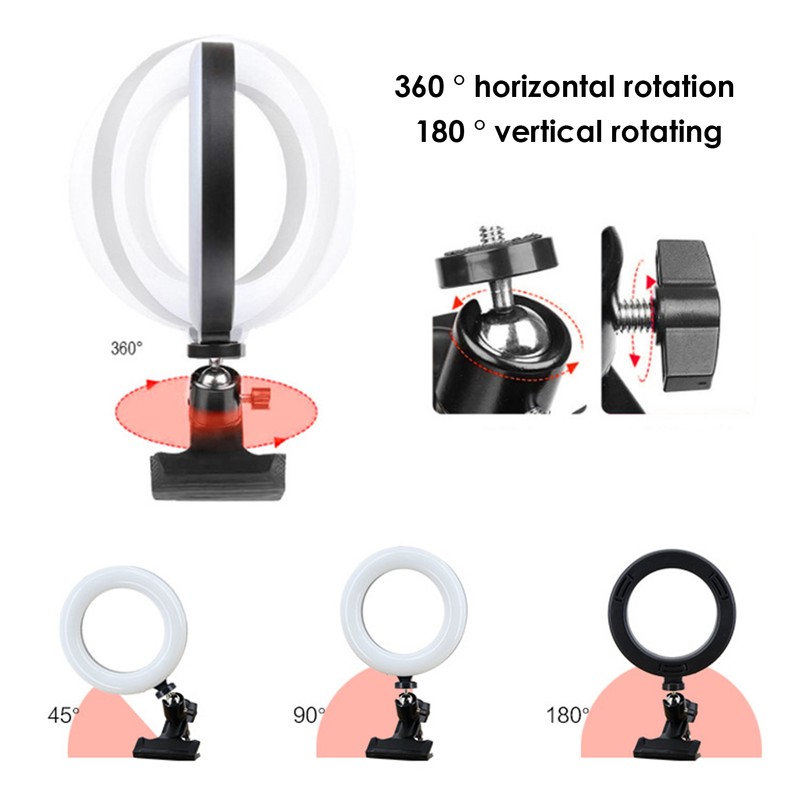 6inches RGB LEDs Selfie Ring Light with Clamp USB Operated