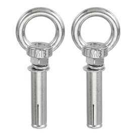 PATIKIL M8x60mm Concrete Eye Bolt, 2 Pcs 304 Stainless Steel Expansion Lifting Bolts Fastener Eye Ring Anchors Screw for Ceiling Concrete Wall Brick Masonry, Silver
