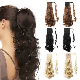 Mulaibdin Ponytail Extension, Brown, Hair Extensions Braid Extension with Clip, Wig Women Long, 50 cm, Ponytail Hairpiece Waves, Braids Extensions, Hairpiece Braid with Drawstring