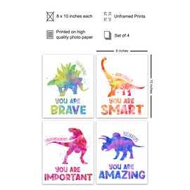 Nursery Boys Kids Room Decor - Dinosaur Wall Art - Dino Wall Decor - Little Toddler Boys Bedroom Decor - Baby Nursery Decor - Inspirational Quotes Wall Art - Childs Room Decor - Classroom Decor