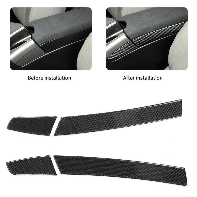 4Pcs Console Armrest Side Cover Carbon Fiber Trim Sticker Fit