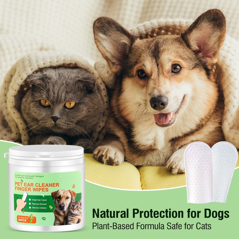 Pet Ear Wipes for Dogs and Cats,Gentle Cleansing and Odor