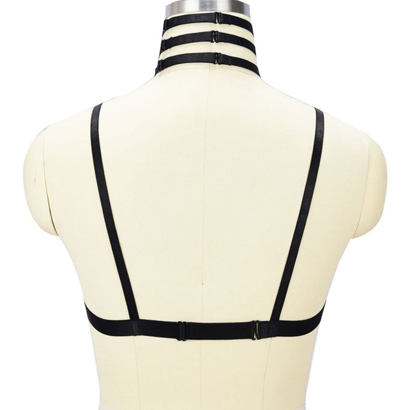 HJZLSSYS Women Harness Elastic Cupless Cage Bra Hollow Out Strappy