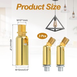 MECCANIXITY Sloped Ceiling Adapter, 180 Degree 46x15mm M10 Fine Thread Sloped Ceiling Light Fixture Adapter Kit for Ceiling Pendant Light Chandelier Track Suspend(Bright Gold, Pack of 3)