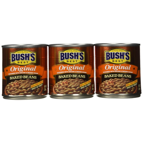 Bush's Best Baked Beans Original Seasoned with Bacon & Brown Sugar 8.3 OZ (6)