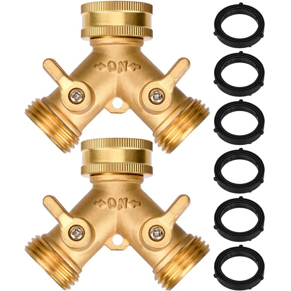BEAUGIREW 2 Set Garden Hose Y Valve Hose Splitter Solid