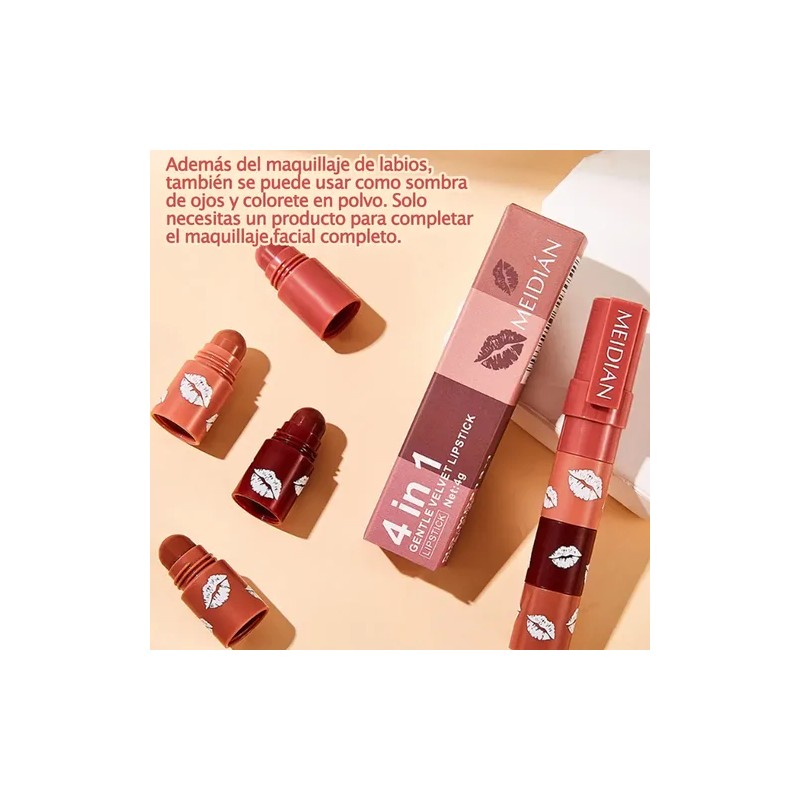 Labial Mate 4 En 1, Hidratante Y De Larga Duración