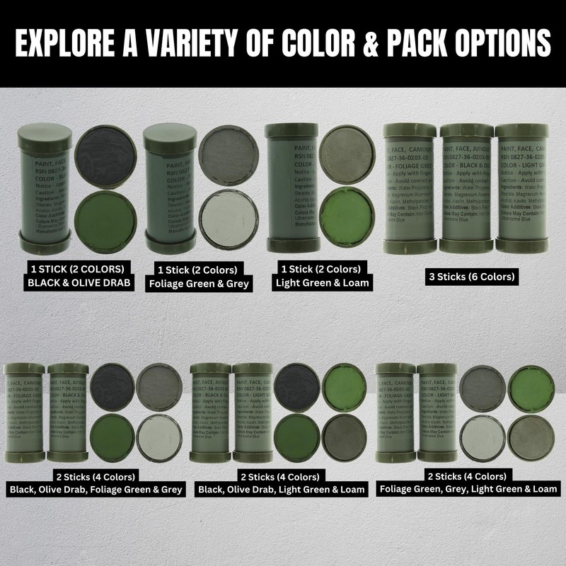 Camo Face Paint, NATO Camouflage Military Makeup Paint Sticks (3