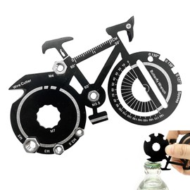 Fahrrad Flaschenöffner, Schlüsselbund Flaschenöffner, Multifunktions Bieröffner, Tragbares Outdoor Werkzeug für Radfahrer (Schwarz)