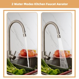 Hibbent NSF/ANSI/CAN 61 Certified Faucet Aerator, CUPC Certification 360 Degree Swivel Kitchen 2-Flow Sprayer Splash-Proof Water Saving Faucet Extender- 55/6 Inch-27UNS Female Thread, Brushed Nickel