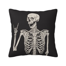 VARUN Throw Pillow Covers Funny Human Skeleton Square Pillowcases for Home Decor Sofa Car Bedroom Simple Black Background Art Painting Pillow case 18x18inch