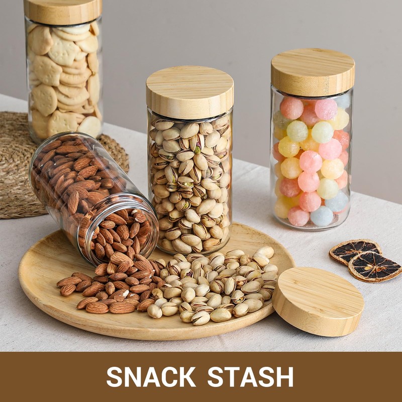NETANY 4-pack 24oz Glass jars with Airtight Lids, Overnight Oats
