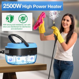 Handheld Steam Cleaner, 2500W Hand-Held High Pressure Portable Cleaning Machine with 3 Brush, High Temperature Steamer for Home Use, Kitchen, Furniture, Bathroom, Car (Blue)