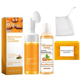 AMOCOCO 3pcs Turmeric three-piece set - turmeric cleanser, toner, turmeric soap, mild, cleansing, hydrating, moisturizing, locking in moisture, moisturizing, skin care, moisturizing before makeup, turmeric soap for deep cleansing, bathing, not for use on