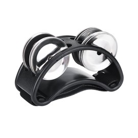 Foot Tambourine, Foot Percussion Foot Tambourine with Steel Jingles Foot Tambourine Clamp Ring Instrument Accessories (Black)