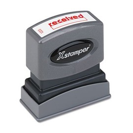 Xstamper ECO-GREEN Title Message Stamp, Received, Pre-Inked/Re-Inkable, Red, Sold as 1 Each