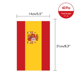 jijAcraft Spain flag, 11 m flag Spanish flag chain garland with 40 flags 14 x 21 cm for football championship, sporting events and decoration national festival