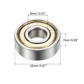 PATIKIL 7x22x8mm Skateboard-Bearing, 10 Pack 608ZZ ABEC-7 Steel Ball Bearings Shielded Sealed Miniature for Longboard Scooters Roller Skates