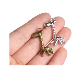 Wixine 20Pcs Cute Giraffe Charms Giraffe Pendants Antiqued Silver Tone 3D 15 x 29 mm Making DIY Handmade Accessories Craft