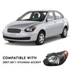 TUSDAR Headlight Assembly Replacement for 2007-2011 Hyundai Accent Driver and