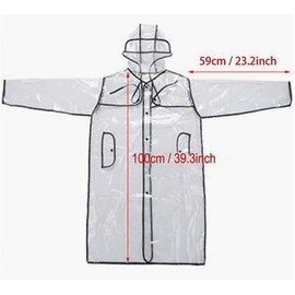 Tolxh Black Transparent Raincoat Ladies Girls Mens Boys Transparent Hoodie Transparent Raincoat Runway PVC Raincoat Black