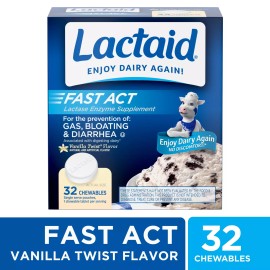 Lactaid Fast Act Lactose Relief Chewables, Vanilla Twist Flavor, 32 Count