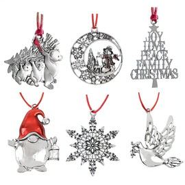 Comimark 6 pcs Festive Christmas Tree Pendant - Metal Hanging Ornament for Scene Decor, Holiday Accessory, Birthday Party Supplies, Room Decor