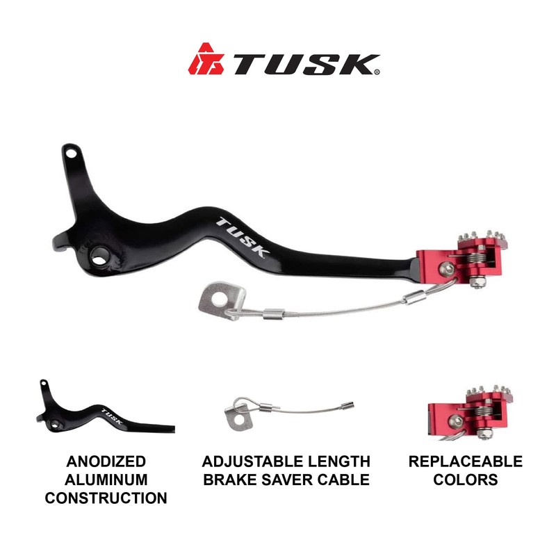 TUSK Aluminum Brake Pedal Red Tip - Fits: Honda CRF150F