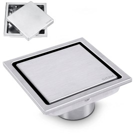 MCSWKEY Drenaje de Piso, 110*110mm Cuadrado SUS304 Acero Inoxidable Drenaje de Piso Exterior de Salida, Rejilla de Desagüe de Cocina, Antiolor Filtro De Agua Cuadrado De Calibre Para Baño, Ducha Suelo