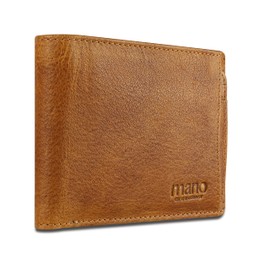 Mano Don Pietro Leather Wallet with Credit Card Holder for Men and Women, Landscape Format, Cognac (Brown) - M191915402