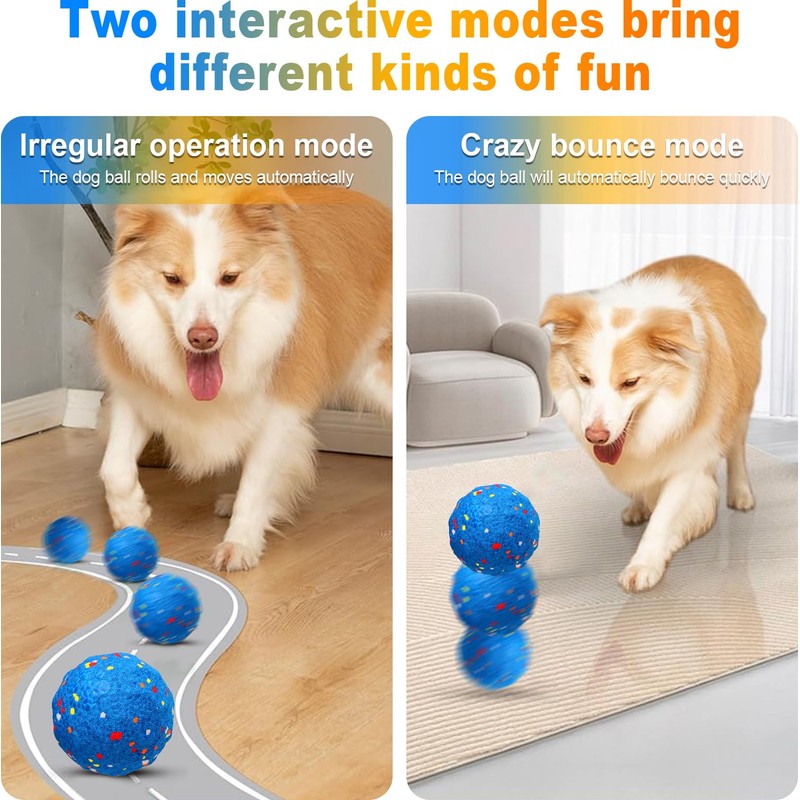 Interactive Dog Toy Ball, Automatic Moving, Bouncing Chew Toy, E-TPU