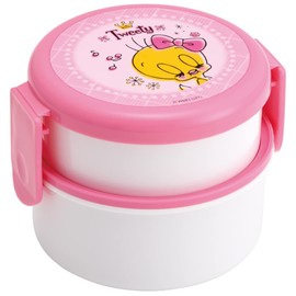 Skater ONWR1AG-A Anti-Bacterial Lunch Box, 2-Tier, Round, 16.9 fl oz (500 ml), TWEETY Made in Japan