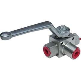 3 Way Hydraulic Ball Valve 1/4" BSP Threads with Mounting Holes - 500 Bar Working Pressure