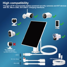 AQUZO 6W Solar Panel Charger for Outdoor Security Camera