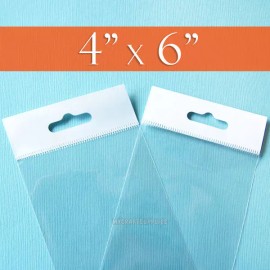 Unbranded/Generic 100 Clear Cello Bags,4x6" HANG TOP, Resealable Self Adhesive,OPP Poly 4 x 6 inch