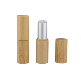 [sunbobby] Bamboo Bamboo Lip Case Gold Lip Balm Refill Container for 0.5 inch (12.1 mm), Handmade Cosmetics, Lipstick, Drawing, Empty, Bamboo Equipment, Cosmetic Craft (5, silver)