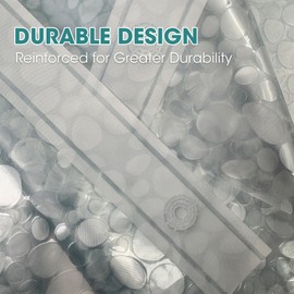 TRIMENGO PEVA Shower Curtain Liner, Lightweight Plastic Shower Curtain with Design, Light Blue Shower Curtain, 3D Pebble Pattern, Waterproof, Standard Size 70x72, Shower Curtain Liner for Bathroom